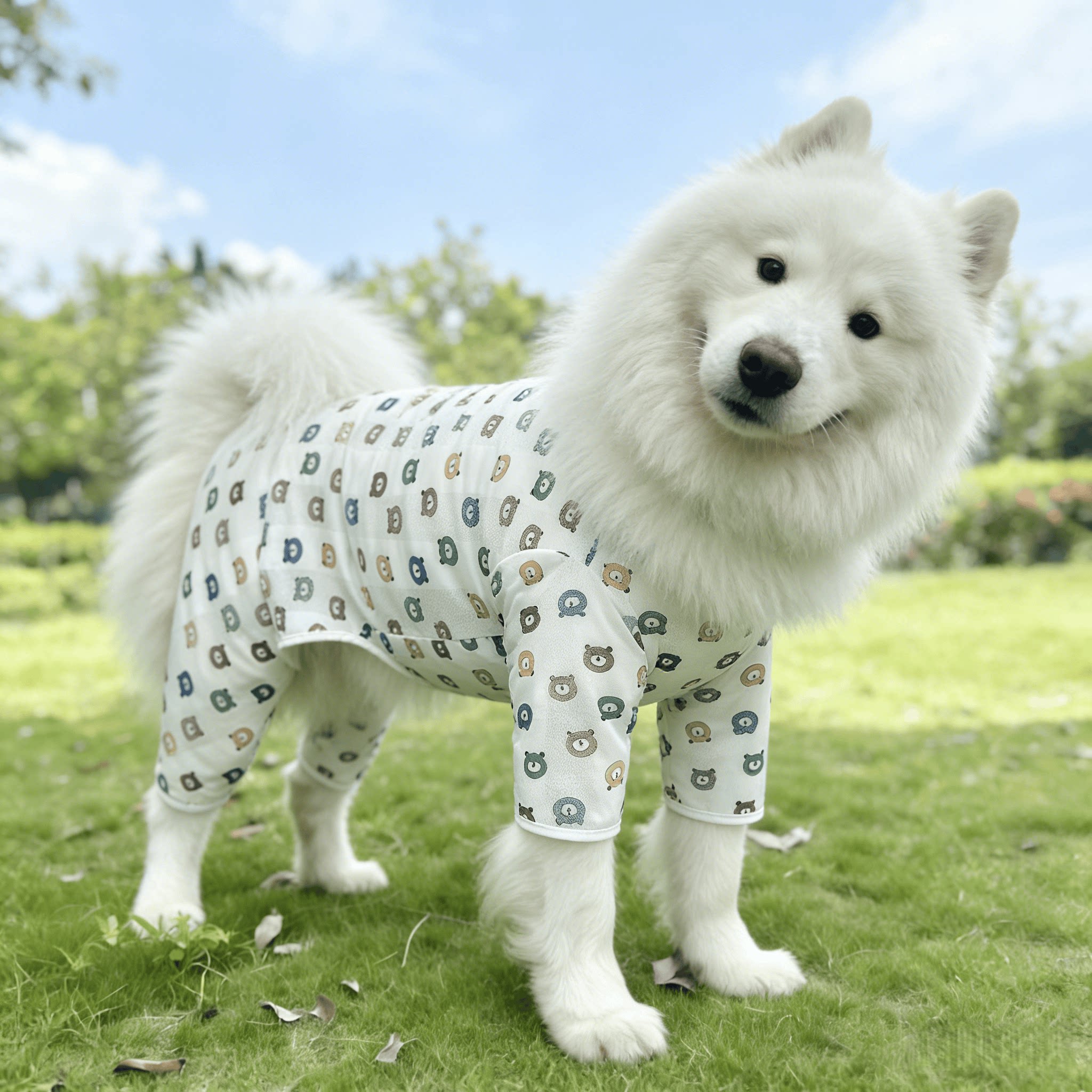 狗狗衣服春夏薄款防掉毛网纱透气四脚衣中大型犬金毛萨摩耶家居服