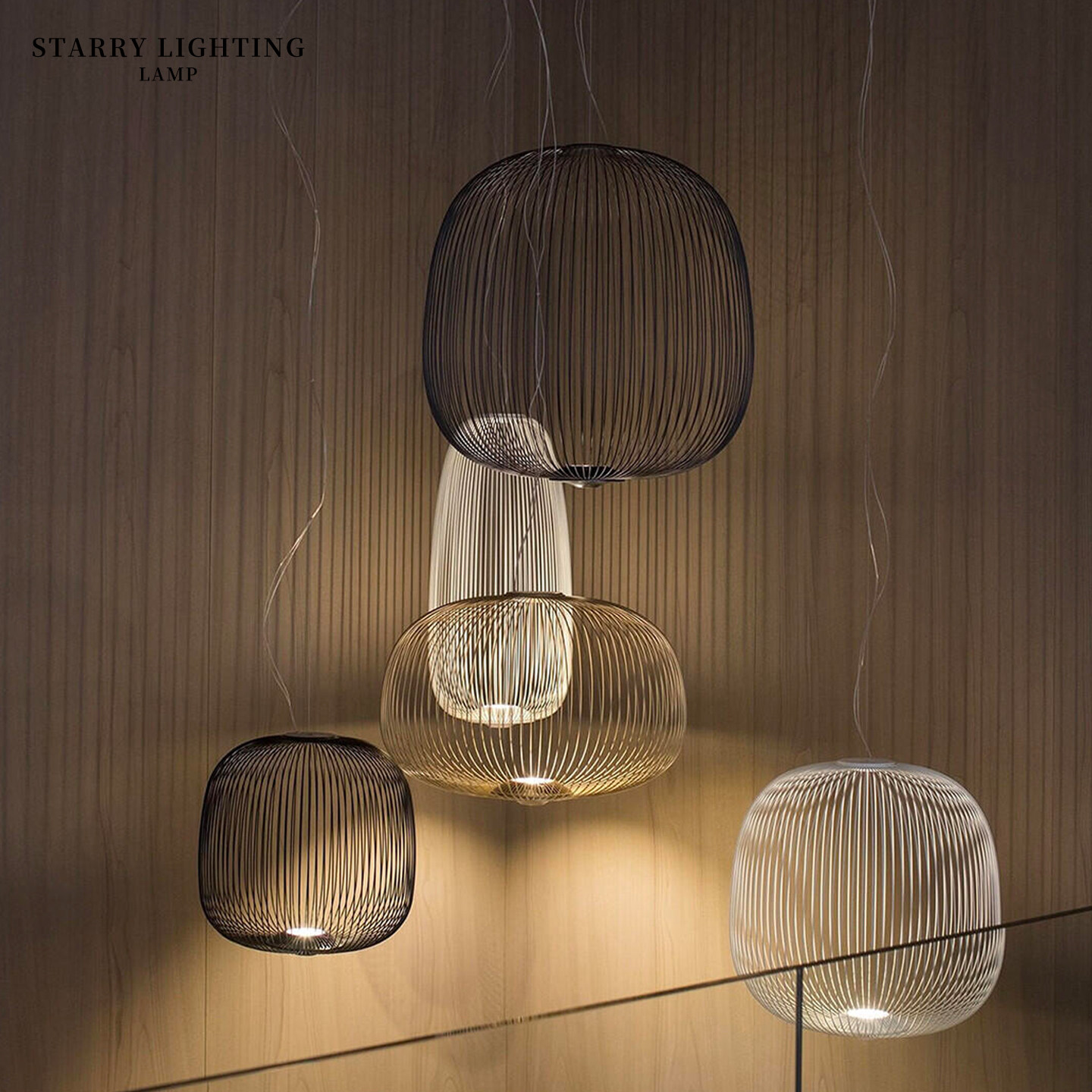 意大利Foscarini spokes现代简约别墅卧室餐厅吊灯客厅复式楼梯灯