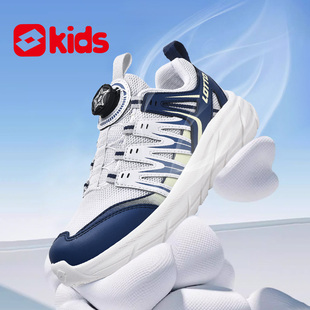 乐途童鞋运动鞋网面透气春季新款中大童跑步鞋男女童防滑旋纽扣鞋