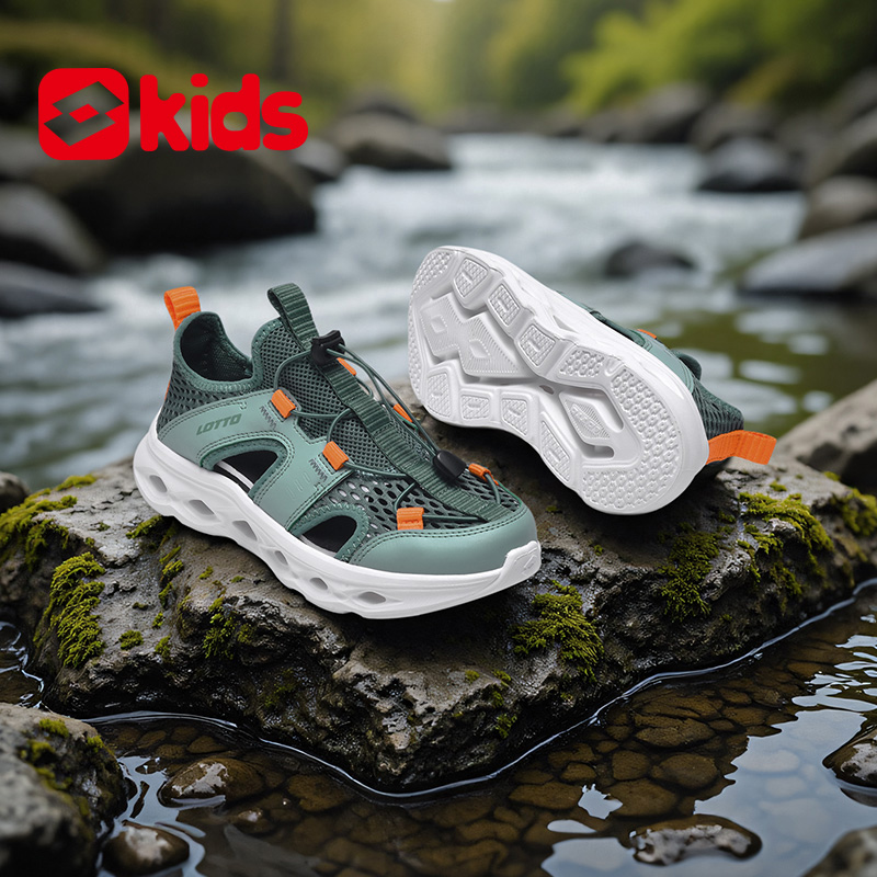 乐途秋季网面包头儿童凉鞋