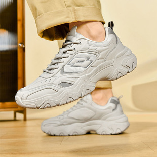 乐途男鞋运动鞋冬季新款皮面加绒棉鞋休闲鞋青少年厚底增高老爹鞋