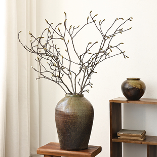 玉兰干枝干树枝侘寂风花瓶插花天然干花花束客厅酒店民宿软装 饰 装