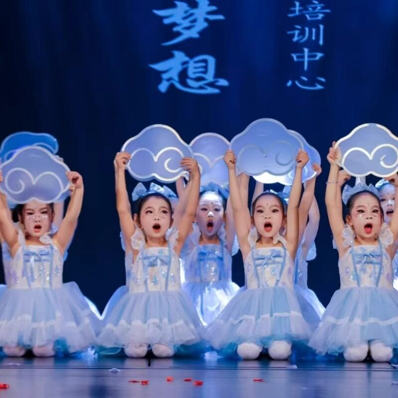 雨是云的孩子舞蹈服我有一个梦想儿童舞蹈演出服装蓬蓬纱裙公主裙