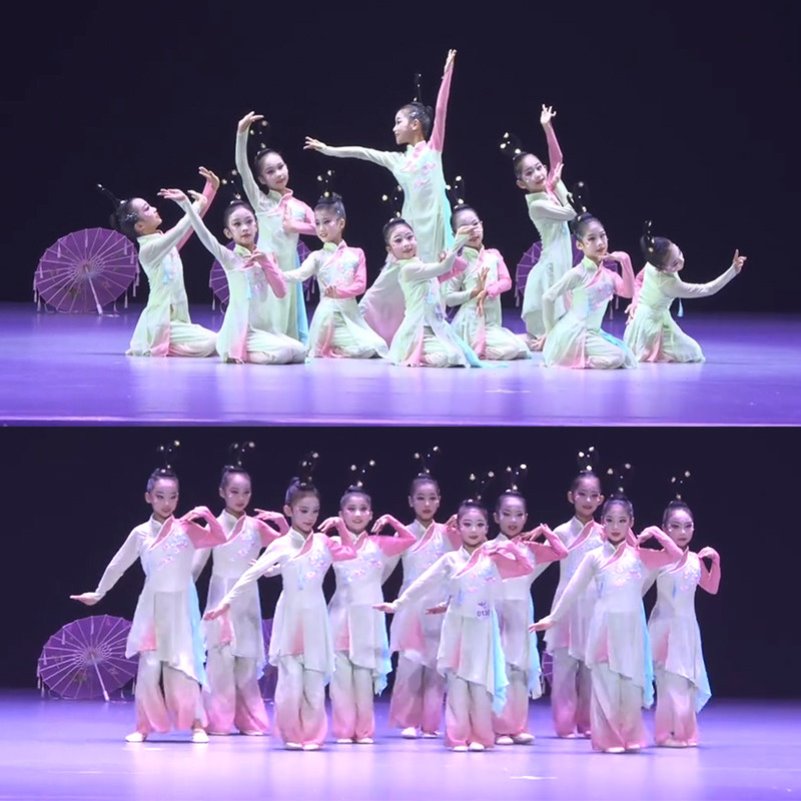 踏浪儿童古典舞蹈演出服淡妆浓抹总相宜表演服女童群舞扇子舞伞舞