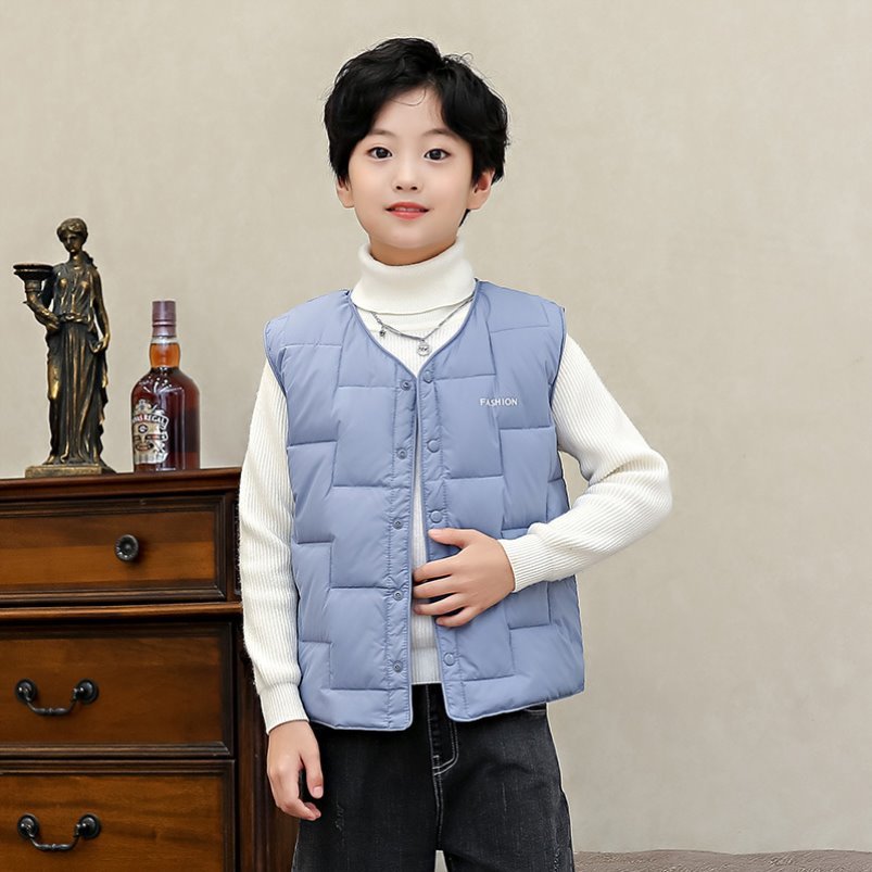 儿童轻薄羽丝马甲2025秋冬新款中大童纯色羽绒背心男童女童内胆潮