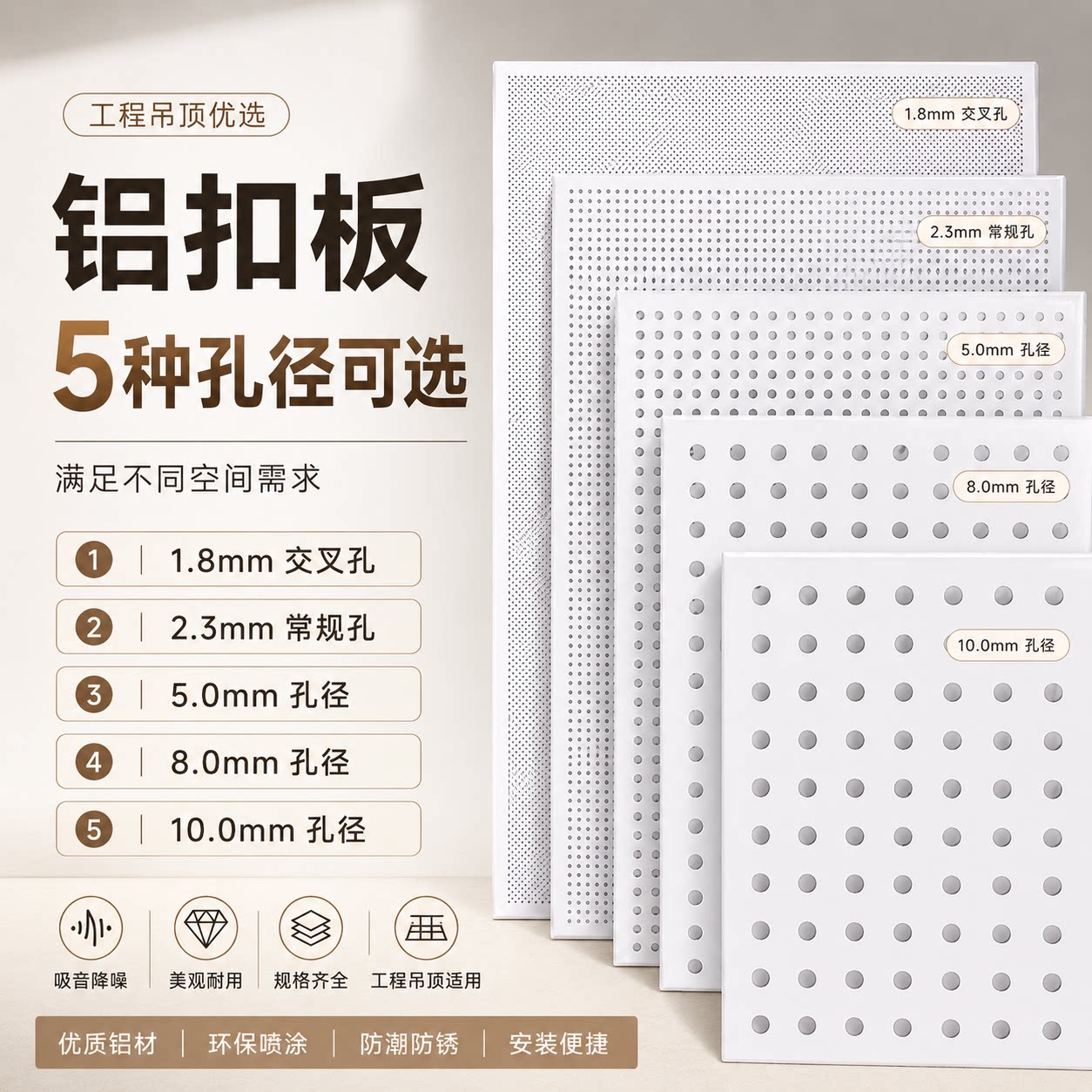 铝穿孔吸音板1.8/2.3/5/8/10mm多孔径吊顶墙面机房会议室工程降噪
