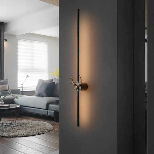 寻灯阁全铜极简线条壁灯长条灯卧室床头无主灯客厅背景墙北欧轻奢