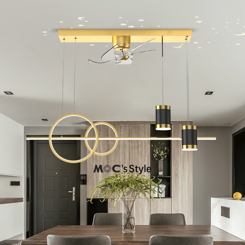 Moc's默川 轻奢简约餐厅桌吊扇灯小米摇头变频饭厅家用风扇灯一体,家装灯饰光源,风扇灯,淘宝优惠券,粉丝福利购,淘宝优惠卷