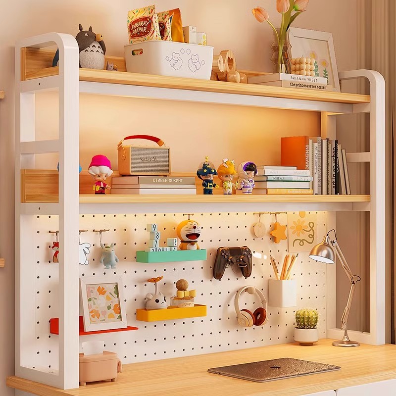 欧莲蓝实木书桌书架一体桌