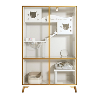 实木猫笼子猫舍猫屋家用超大自由空间猫别墅室内猫咪房子猫窝猫柜