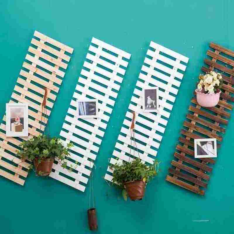 墙上装饰木条格子花架白色阳台壁挂墙壁墙面网格挂式新品木架