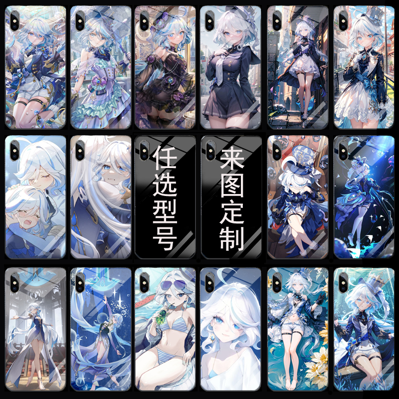 水神芙宁娜手机壳适用华为苹果荣耀90小米vivo畅享plus定制oppo红米真我realme一加iqoo玻璃壳硅胶软壳