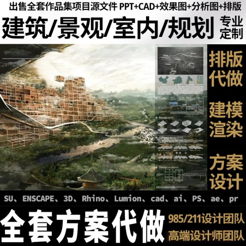 PS环艺园林景观设计代做出鸟瞰渲染效果图su建模建筑方案制作品集