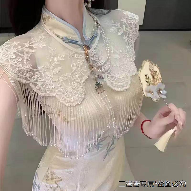 新中式蕾丝重工刺绣流苏