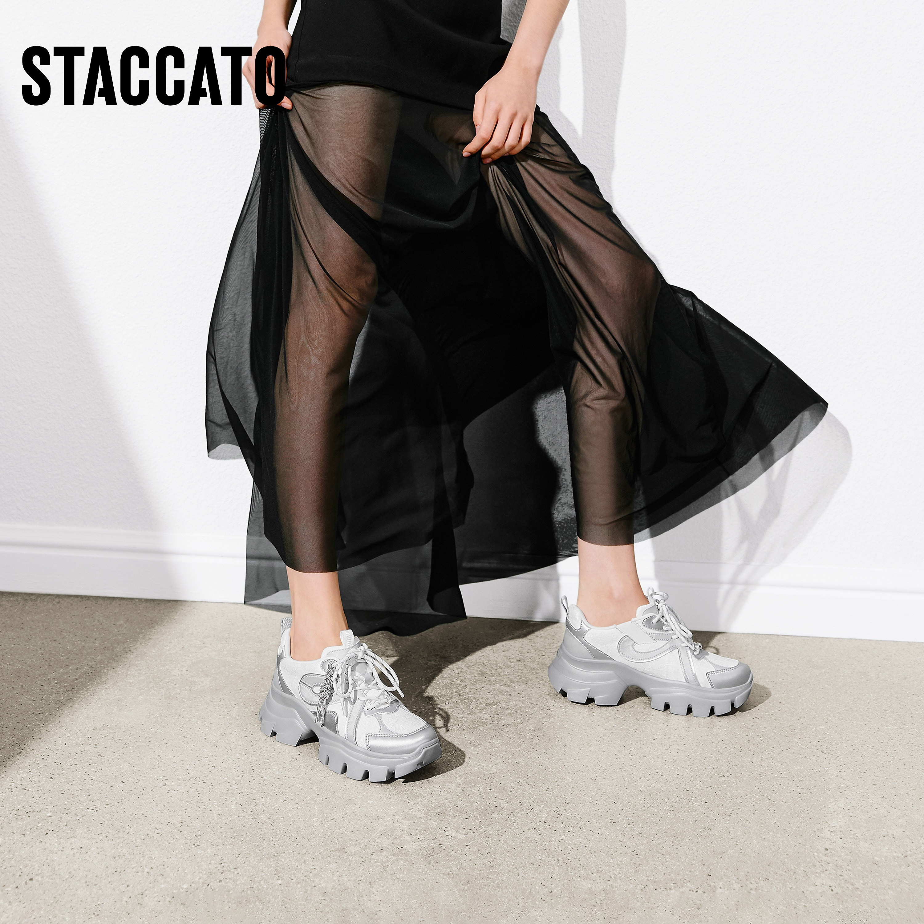 思加图2026春季新款百搭老爹鞋小白鞋厚底运动休闲鞋女鞋ECE14AM6