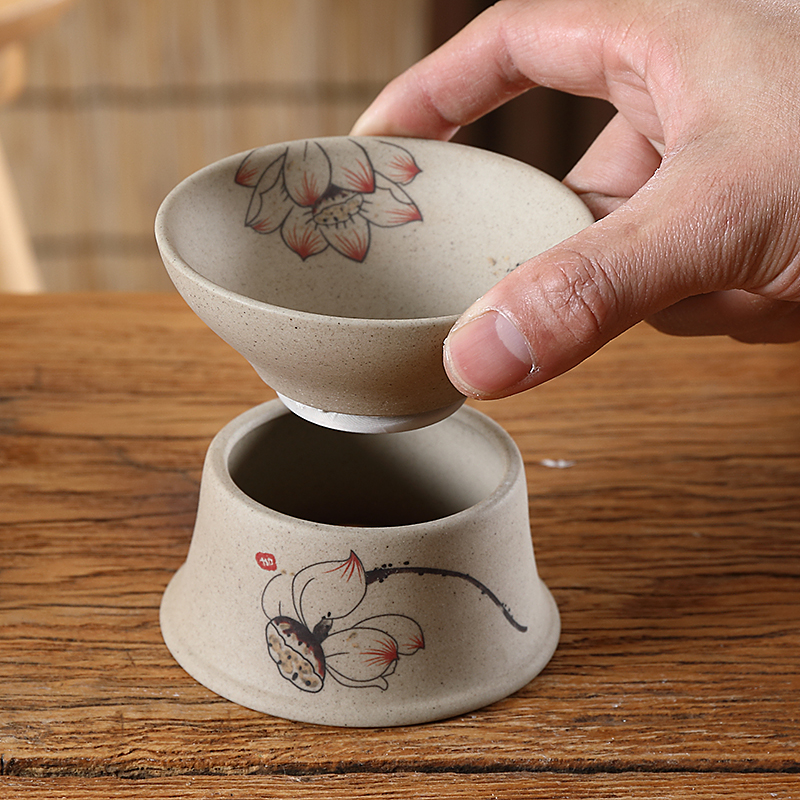 陶瓷茶漏茶叶茶滤过滤器时来运转陶土茶具滤网配件泡茶器茶隔网纱