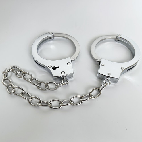 手铐 加厚新款不锈钢脚铐cos道具铁手拷玩具手扣表演道具脚镣