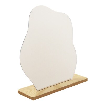 Cloud-shaped Irregular Glass Table Makeup Mirror with Beech