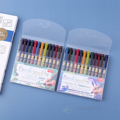 12 Colors Calligraphy Pen Hand Lettering Pens Brush Refill