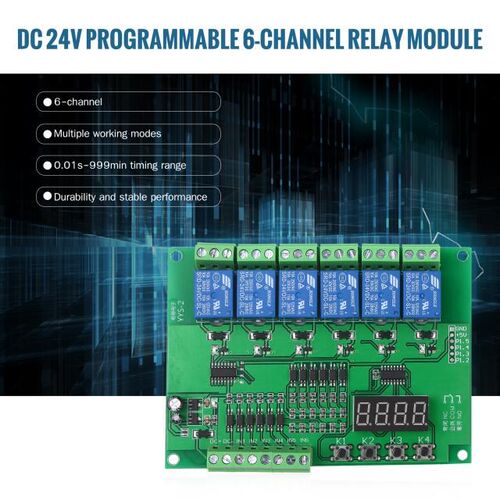 24V Programmable 6-Channel Relay Module Timing Cycle Delay R