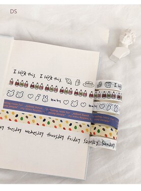 SIXONE Ins Simple Cartoon Washi Tape English Letter Hand Acc