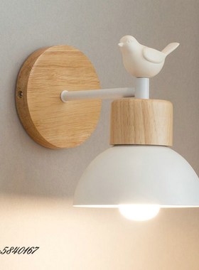 Modern Bird Lamp Sconce Wall Lights Wood Base Vanity Light L