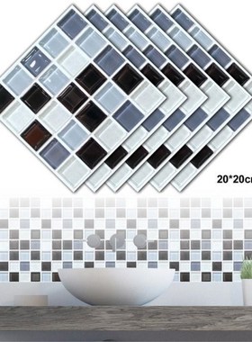 6pcs Simulation Tiles Wall Sticker Transfers Flat 3D Printed