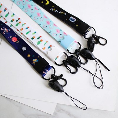 1 Pcs Cute Cactus Flamingo Planet Cat Neck Strap Lanyard Ret