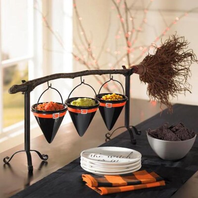 Broomstick Snack Bowl Stand Witch Hat Snack Bowl Stand Hallo