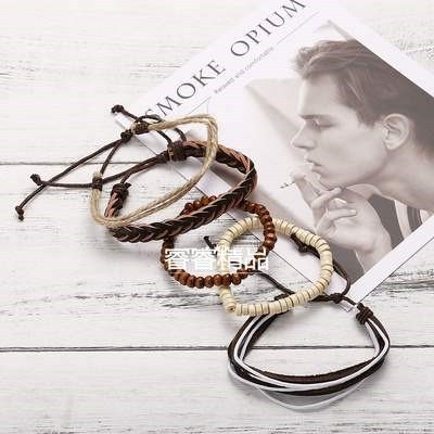 men fashion bangle women leather rope bracelet hand jewelry