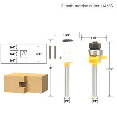 2Pcs 1/4 Shank Tongue & Groove Joint Assemble Router Bits M