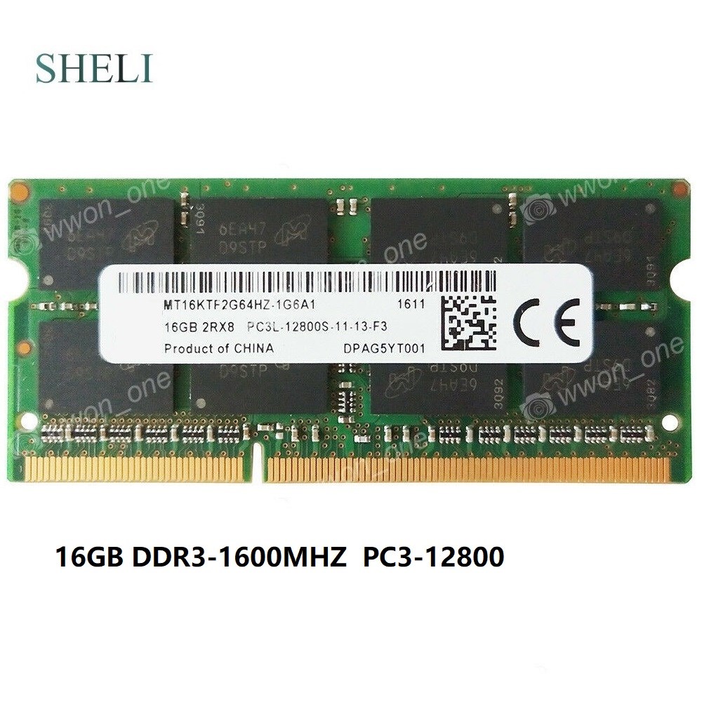 16GB PC3L-12800S DDR3L-1600MHz 1.35V 204PIN NON-ECC SO-DIMM