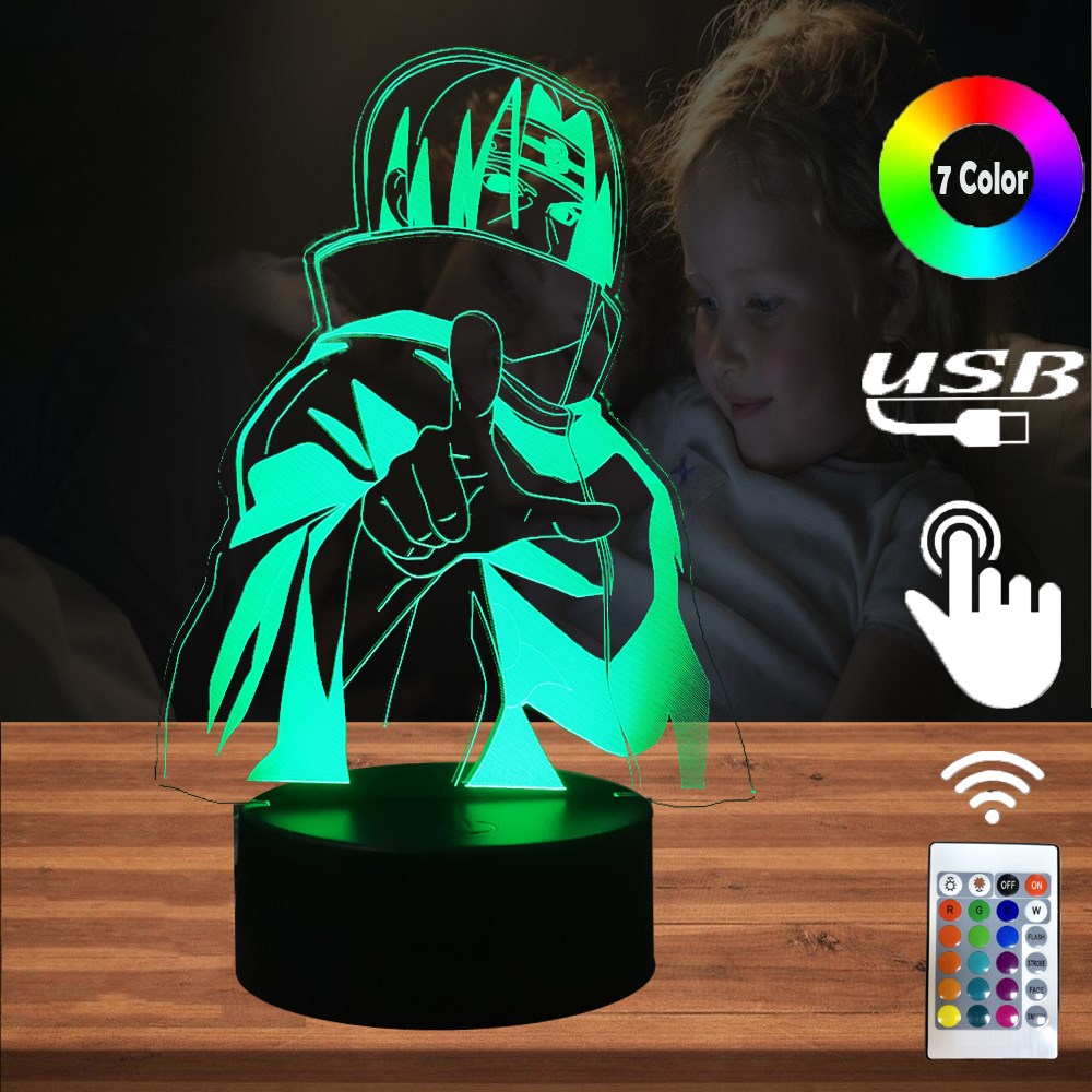 Japan Anime Creative 3D Naruto Sasuke chiha Itachi LED Room