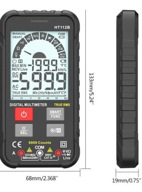 HT112B 6000 Counts Smart Digital Multimeter DIY Ohm Capacita