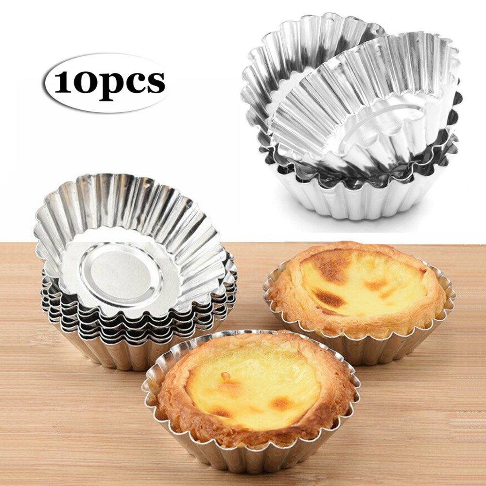 10pcs aluminum egg tart mold reusable baking cup for cupcake
