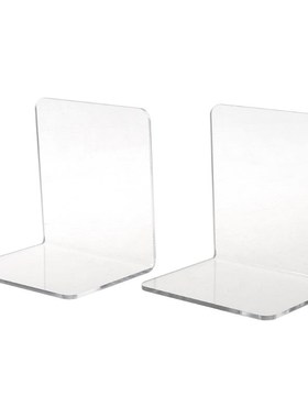 2Pcs Clear Acrylic Bookends L-shaped Desk Organizer Desktop