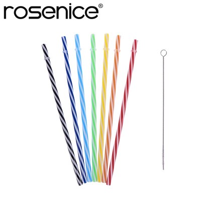 25pcs Pure Color Reusable Plastic Thick Drinking Straws Two