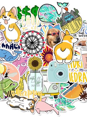50 PCS Cartoon Simple Cute Stickers Tablet Decals For Childr
