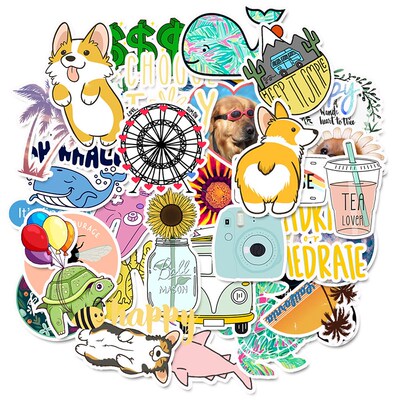 50 PCS Cartoon Simple Cute Stickers Tablet Decals For Childr