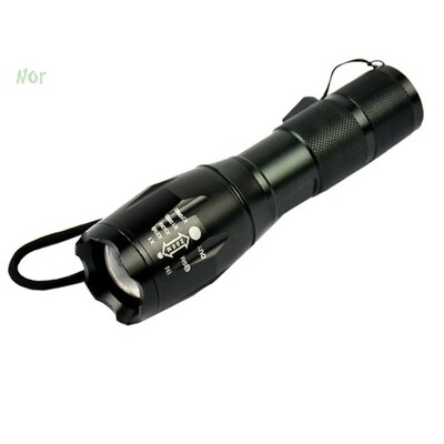 New Black LED Zoomable Focus Flashlight Lampe Torche Lintern