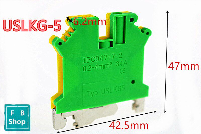 5pcs USLKG-5 yellow-green Pure copper earth terminal row dou