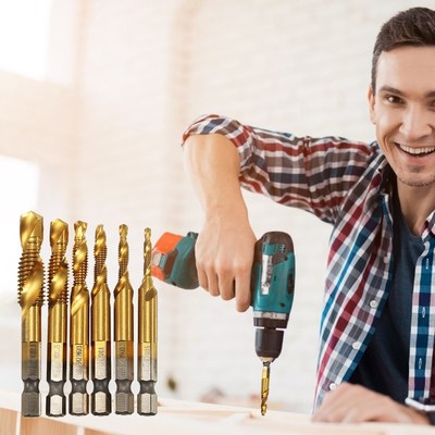 1/4 Inch Hex Tap Drill Bits Fluted Machine Screw Tap HSS Tap