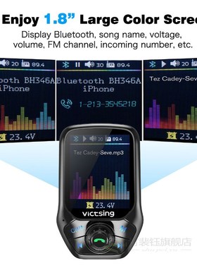 VicTsing Bluetooth FM Transmitter Radio Adapter Car Handsfr
