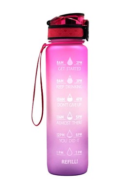 1L Plastic Sports Outdoor Water Bottle With Time Scale Remin