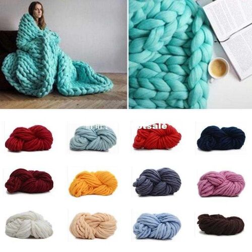 Chunky Wool Yarn Super Soft Bulky Arm Knitting Wool Roving C