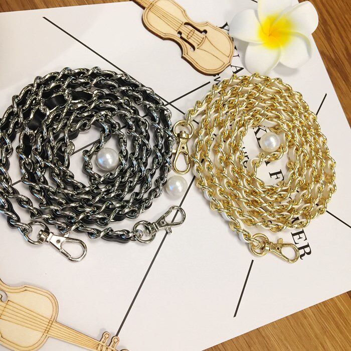 Leather Beads Metal crossbody strap long chain for cell phon