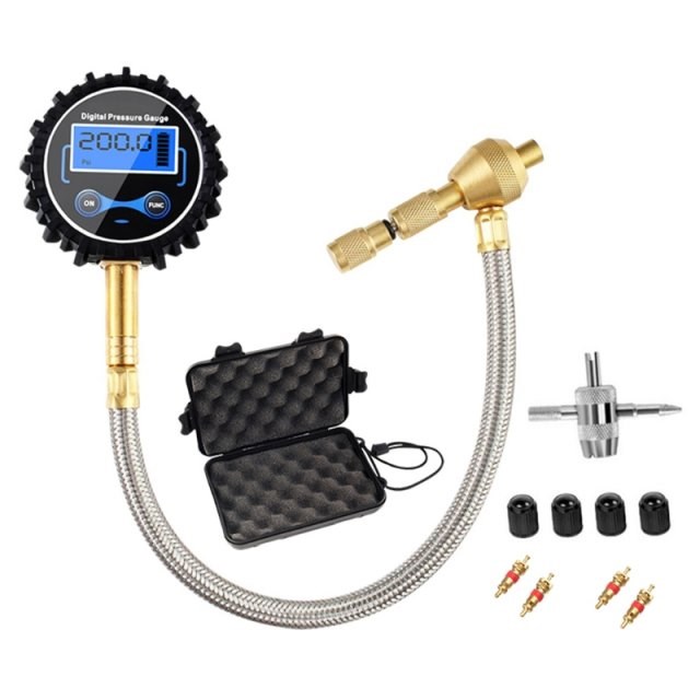 Tire Pressure Gauge 200psi Glow in The Dark 4 Valve 4 Valve