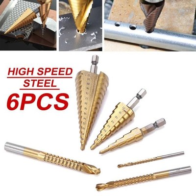 DOERSUPP 6Pcs 4-12mm 6-20mm 4-32mm HSS Straight Step Drill B