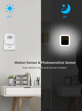 LED Plug-in Motion Sensor Light Wall Night Lamp Light 30s/60