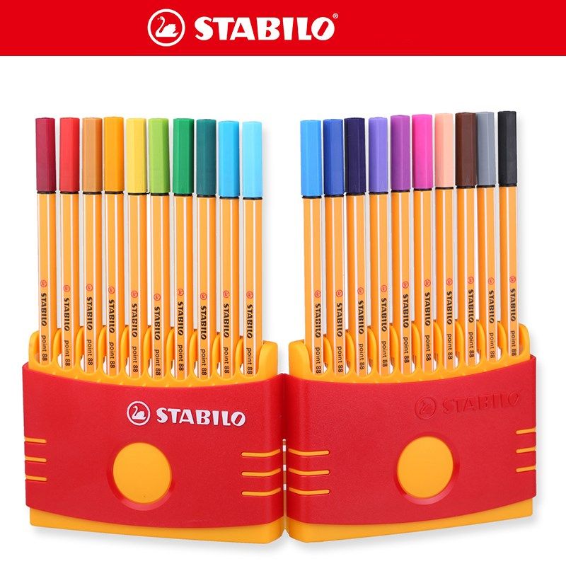 10pcs/set Stabilo Marker Pen Set 25 Colors Hook Line Pen Wat